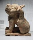 唐代红陶狮子陶俑