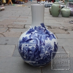 景德镇陶瓷器花瓶青花人物瓷器天球瓶