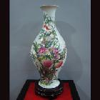 景德镇陶瓷器粉彩瓷福桃橄榄瓶工艺品摆设收藏鉴赏艺术品花瓶花器